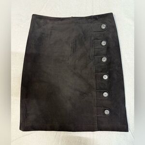 J. McLaughlin Faux Suede Stretch Pencil Skirt Black Back Zip Classic Line Size 2